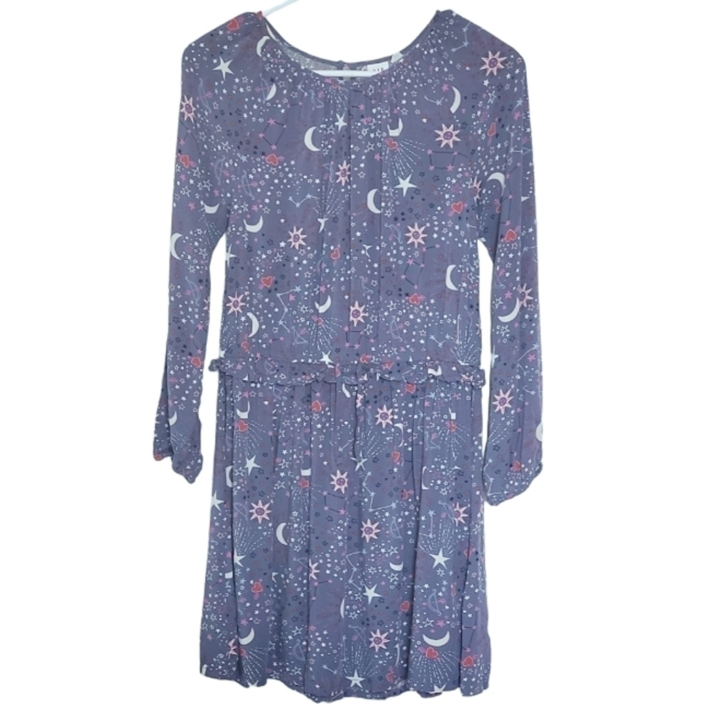 K1249 * Gap Kids Girls Blue Moon & Star Print Dress Blue Size XXL